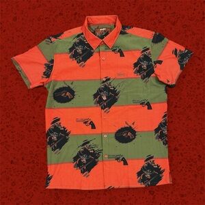 Retro Rifle Shirt Mens Large Red Green Elm Street Nightmare Freddy Krueger